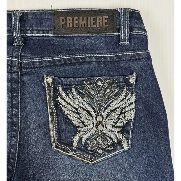 Premiere by Rue21 Skinny Jeans 5/6R Dark Wash Y2K Inspired Bling Pockets - Picture 7 of 9